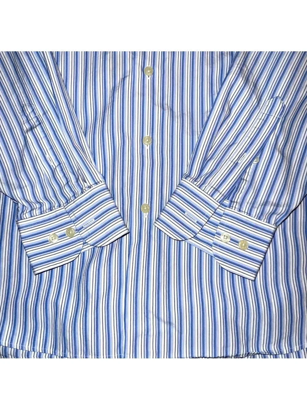 J.Crew Dress Shirt L Blue Stripes White Muti-color Business Dress Casual EUC